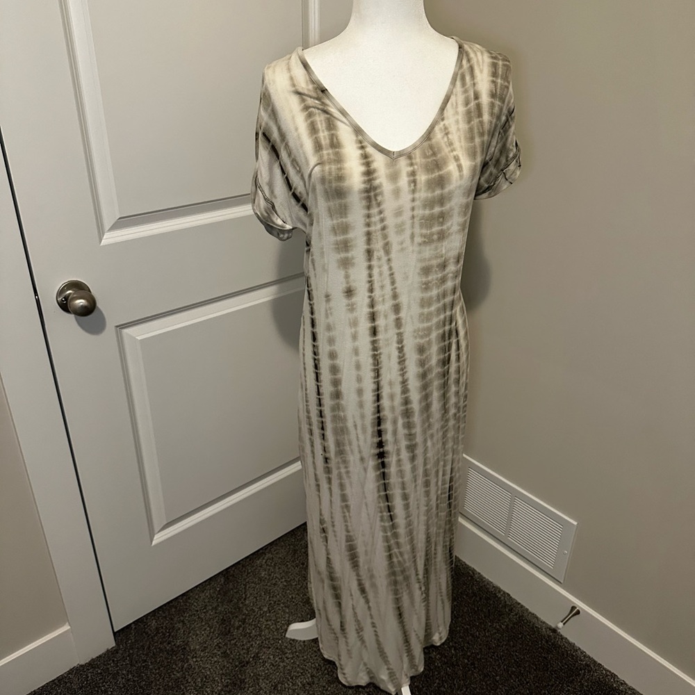 FAVLUX Tan Cream Casual Dolman Sleeve Maxi Dress